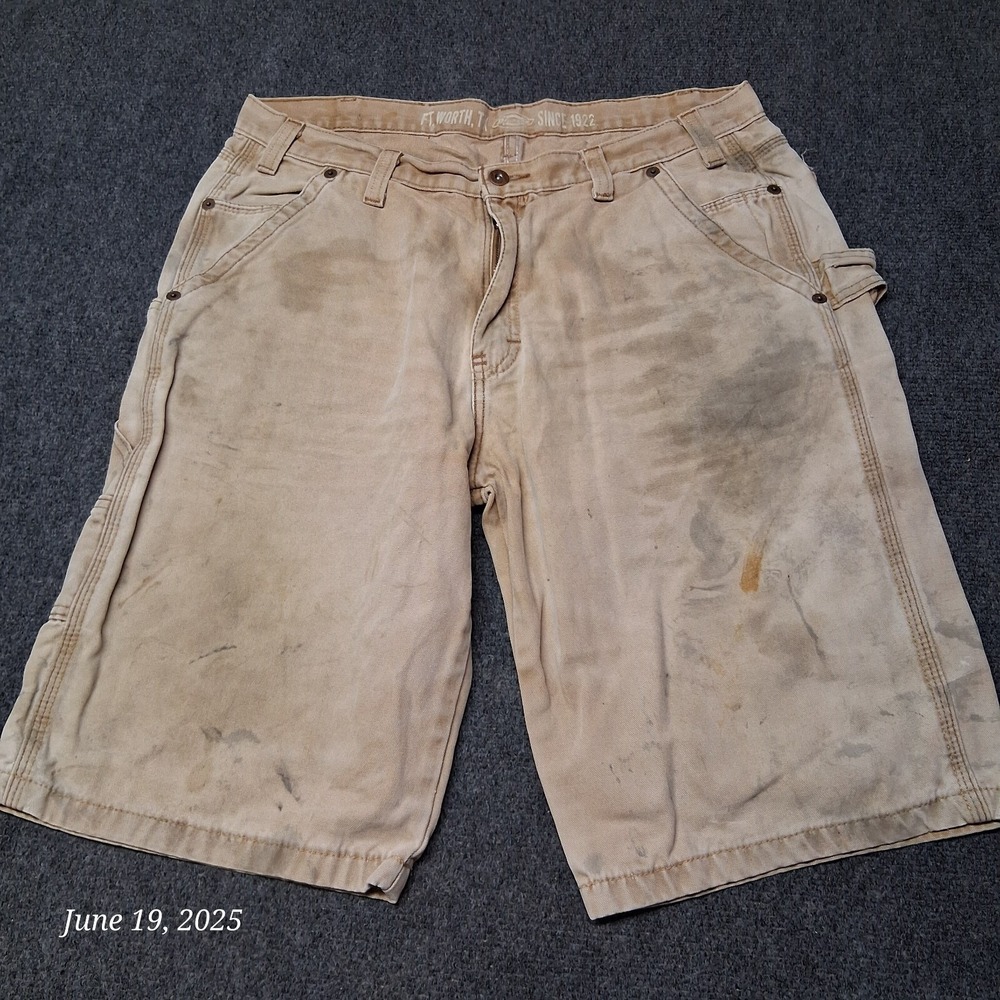 ** Dickies Duck Canvas Destroyed Canvas Carpenter Shorts Men Size 36 Relaxed Fit